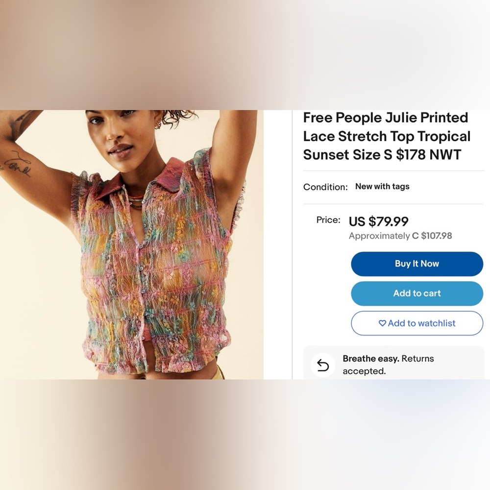 🛑🛑🛑FREE PEOPLE LACE TOP - Picture 8 of 8